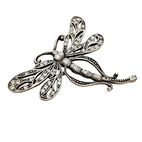 Sweet Romance Butterfly Brooch Clear Rhinestone Silver Tone Pin, Signed - Picture 2 of 10